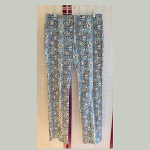 Y2K Sigrid Olsen Sz 10 Black & Blue Graphic Flat Front Straight Cotton Spandex